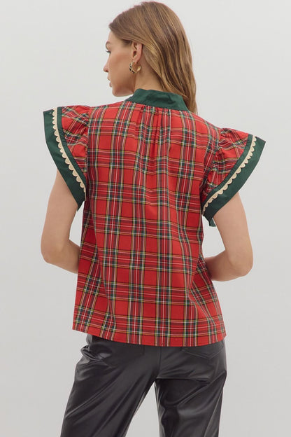 Entro Red Plaid Top - Sizes S - 2X
