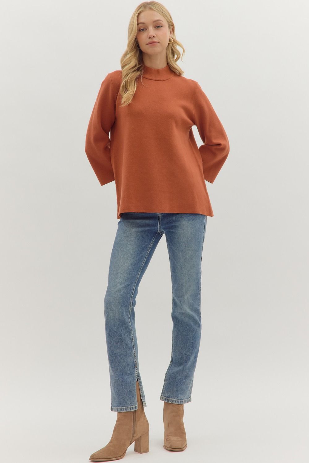 Entro Mock Neck Sweater - Pumpkin