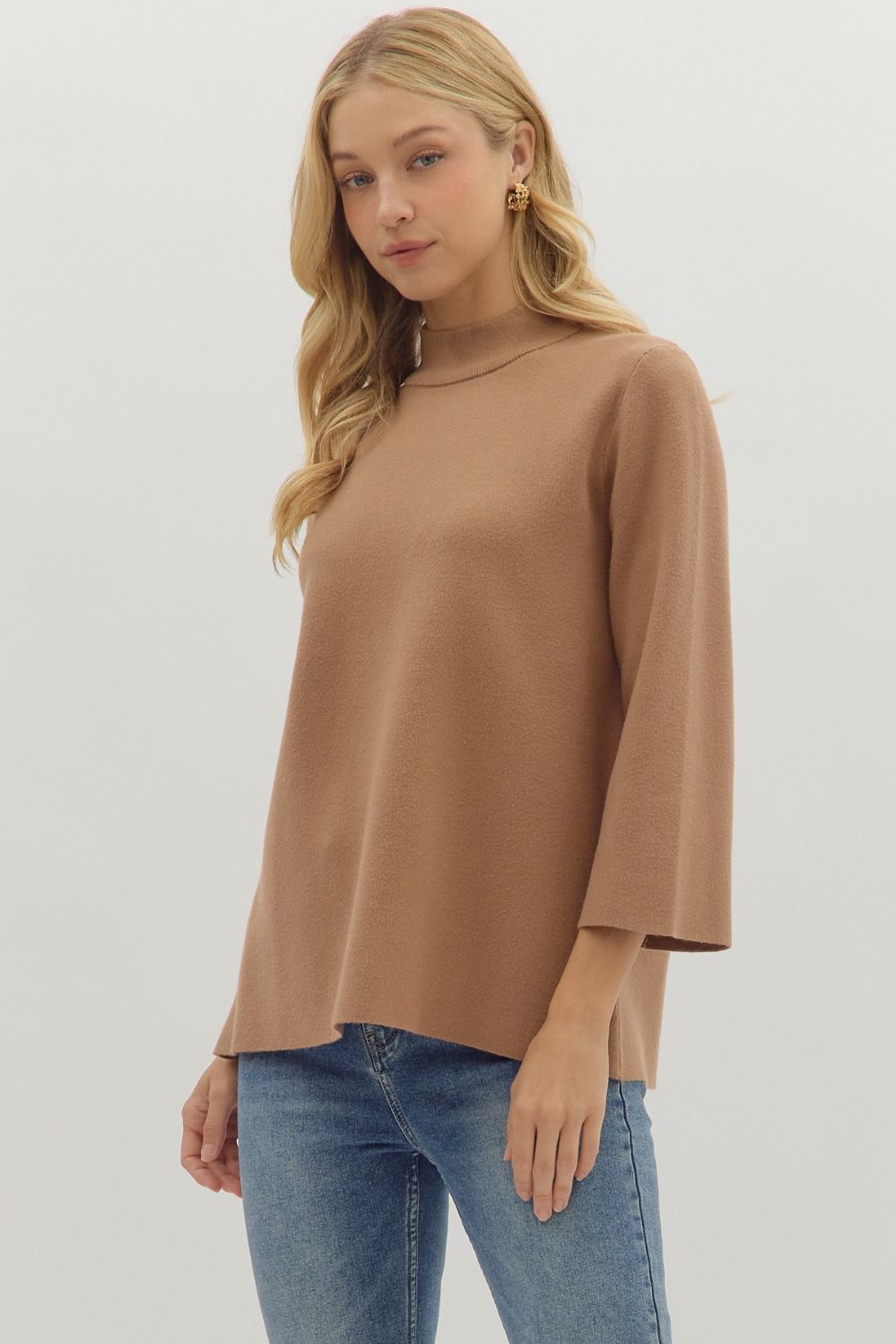 Entro Mock Neck Sweater - Camel