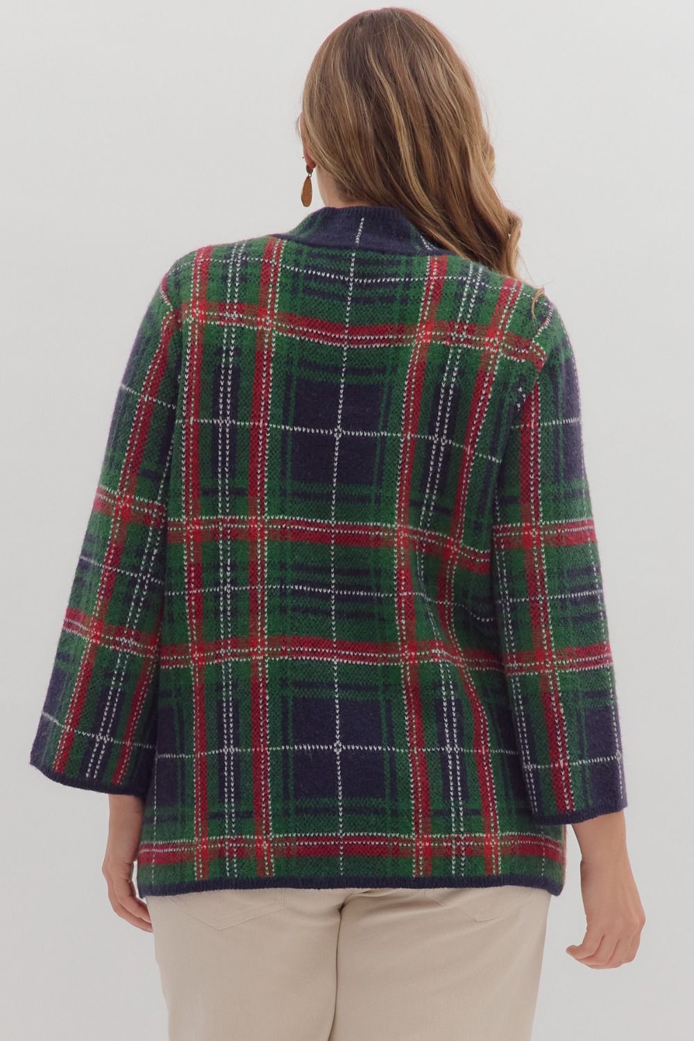 Entro Plaid Mock Neck Sweater - S-2X