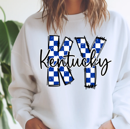 Kentucky Blue Checkered Tee or Sweatshirt