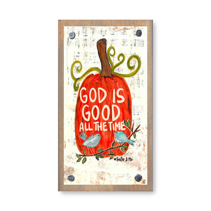 God is Good All the Time Pumpkin Driftwood Happy Block
