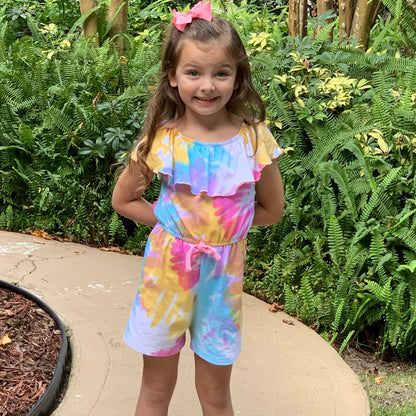 AnnLoren Pastel Tie Dye Girls Shorts Jumpsuit Vacation Wear