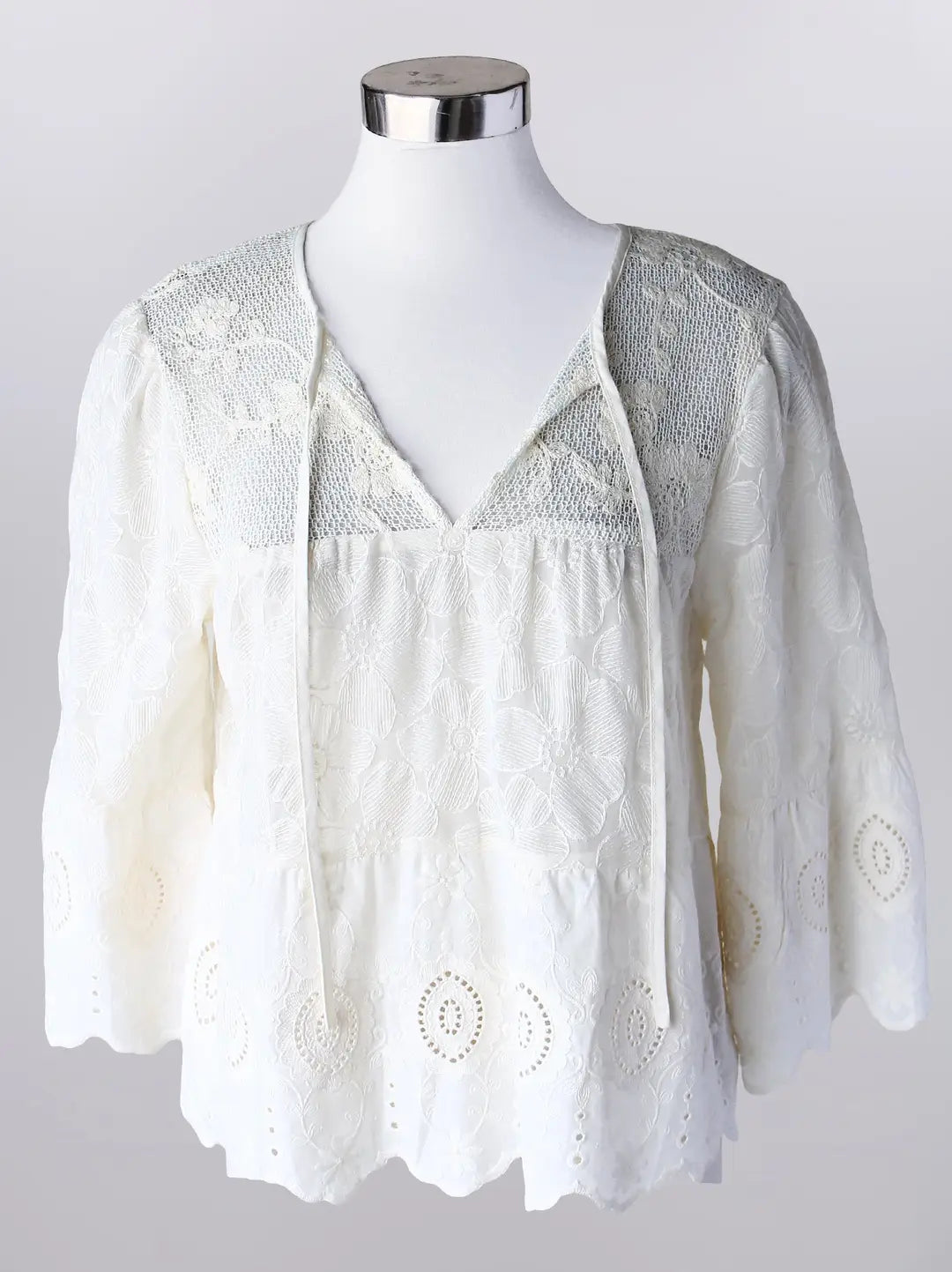 Keren Hart Cream Embroidered Top
