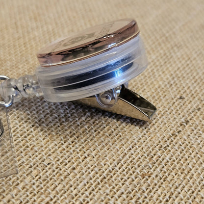 Forgiven But Still Feral Raccoon Badge Reel – Funny Retractable Nurse ID Holder, Acrylic Swivel Badge Clip for Healthcare Workers
