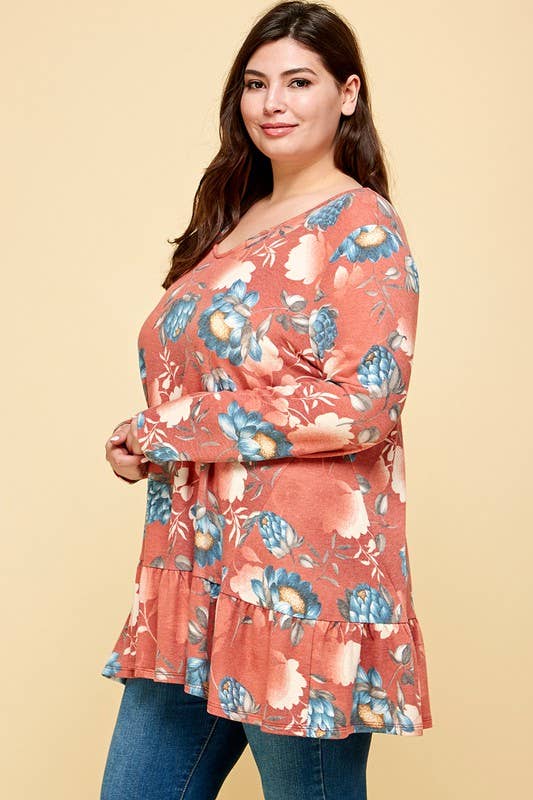 Plus Size Floral Swing Tunic Top