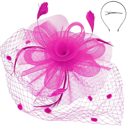 Flower w/ Dotted Netting Mesh Women's Fascinator