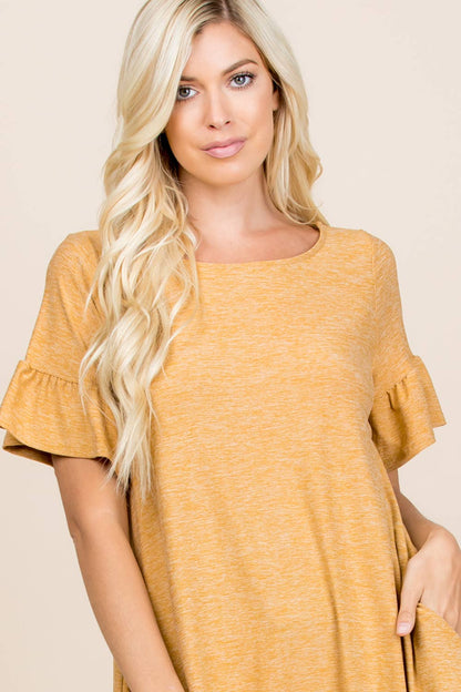 Ruffle Sleeve Swing Tunic - 2 Colors