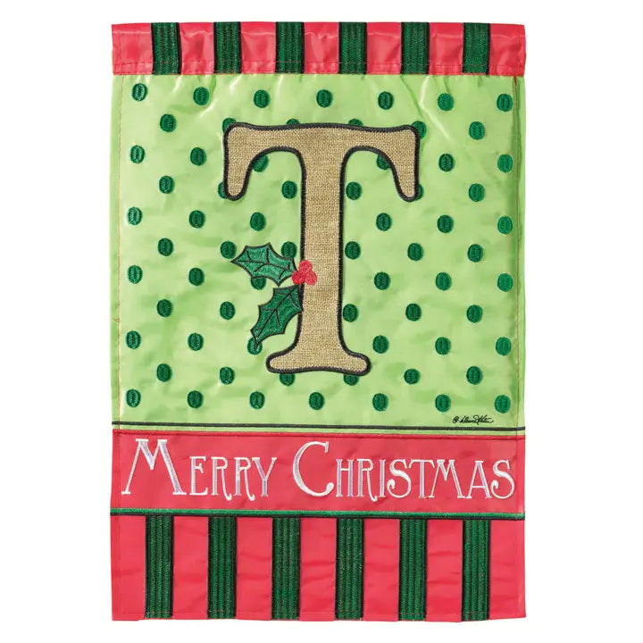Monogram Christmas Garden Flag - M. P. T