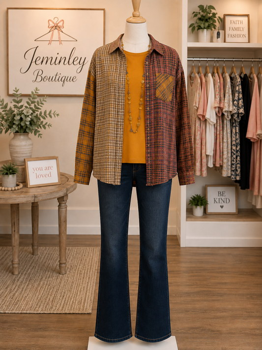 Fray Trim Mix Plaid Flannel - 2 colors