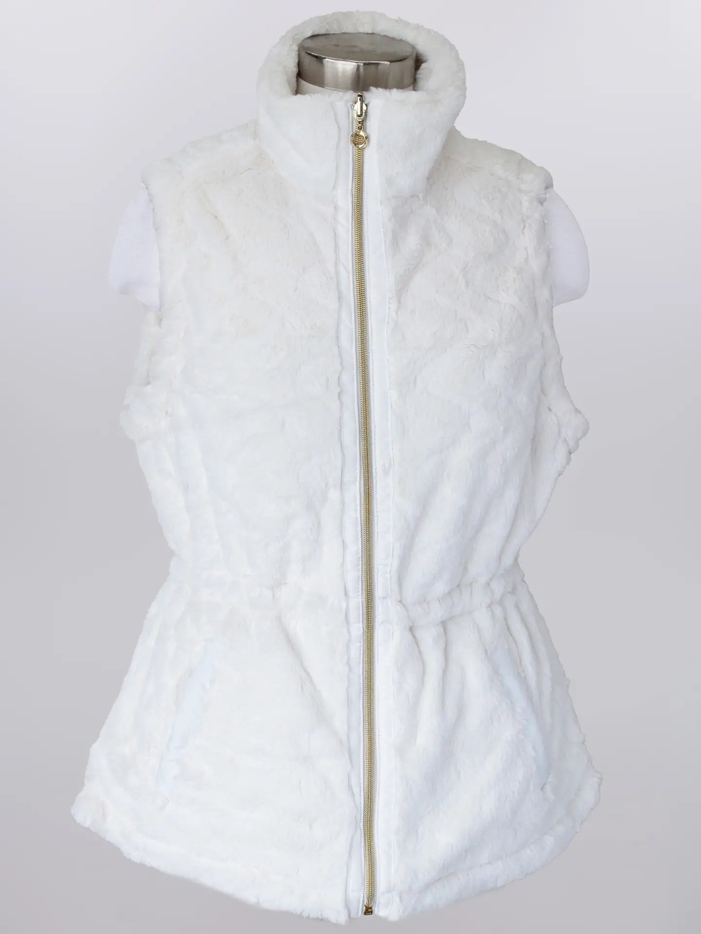 Keren Hart Faux Fur Reversible Vest with Gold Zipper