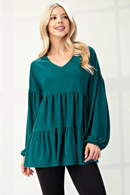 Celeste Hunter Green Brushed Bulgary Top