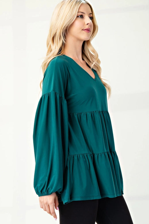 Celeste Hunter Green Brushed Bulgary Top