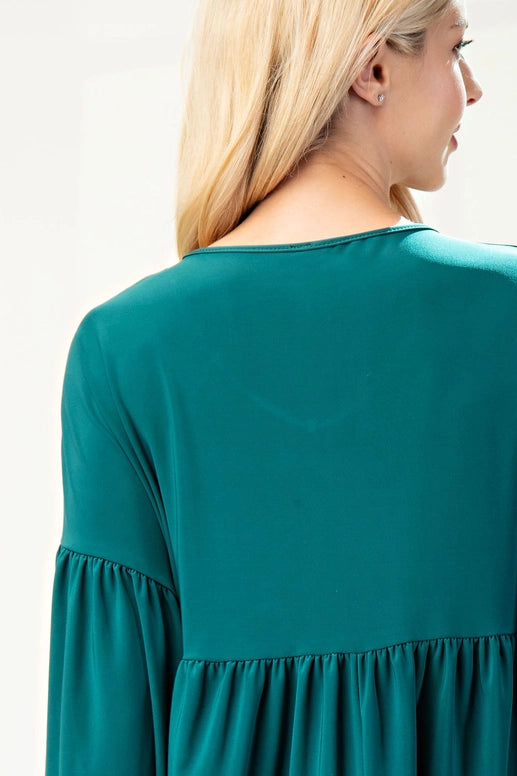 Celeste Hunter Green Brushed Bulgary Top