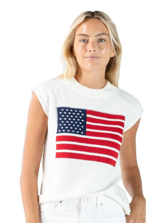 Simply Southern American Flag Knit Sweater Tank