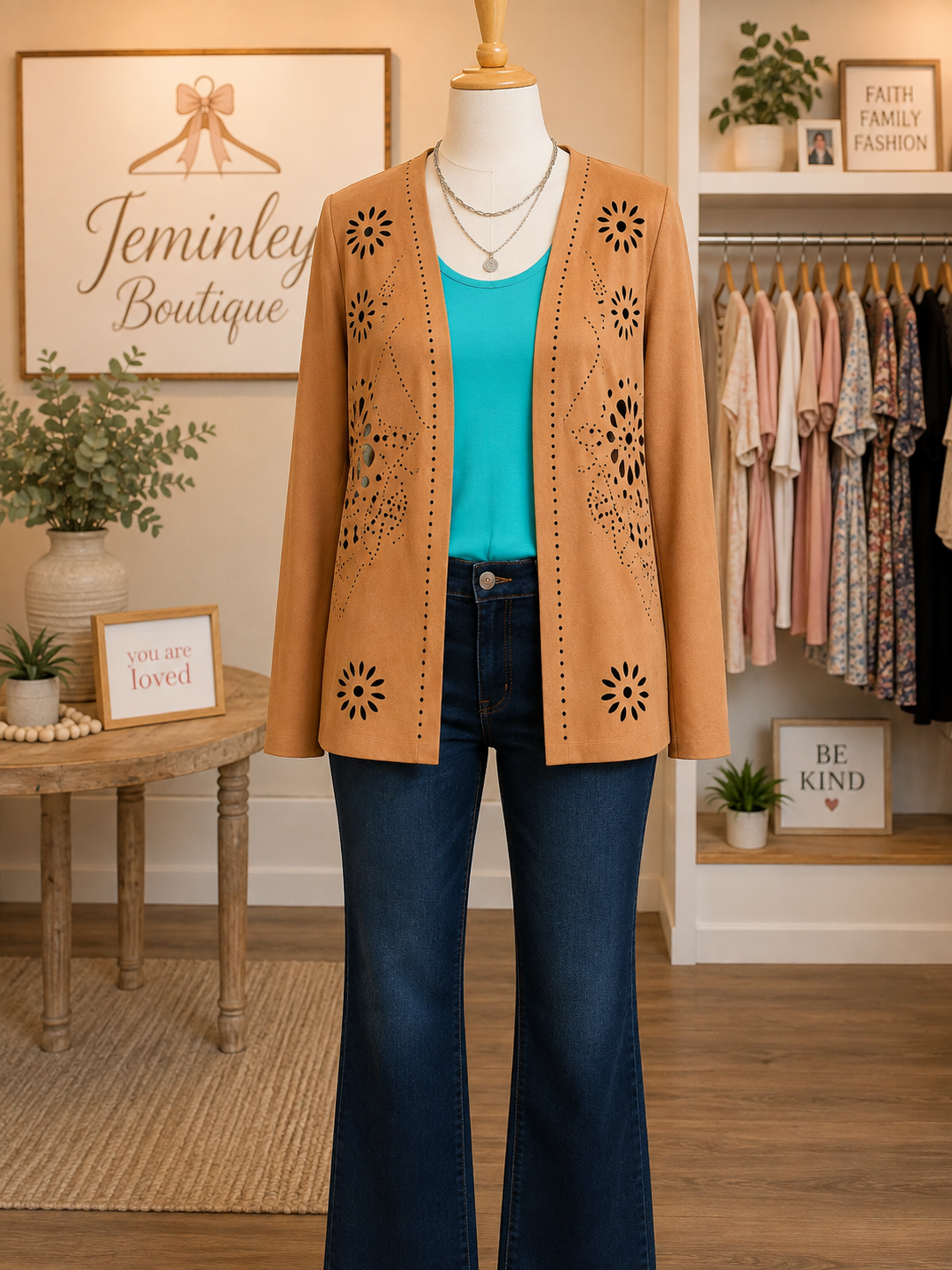 Faux Suede Laser Cut Jacket