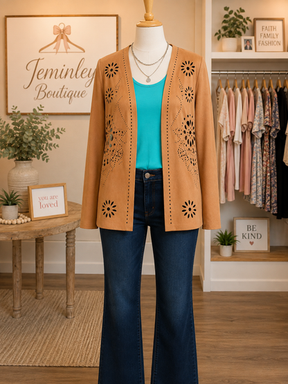 Faux Suede Laser Cut Jacket