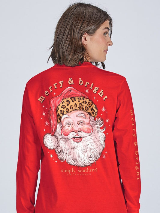 Simply Southern Leopard Santa Long Sleeve