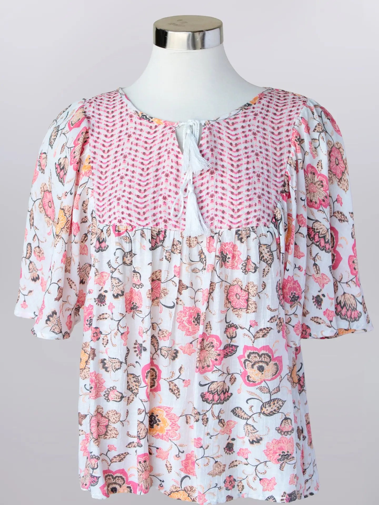 Keren Hart Pink Paisley Contrast Pattern Top