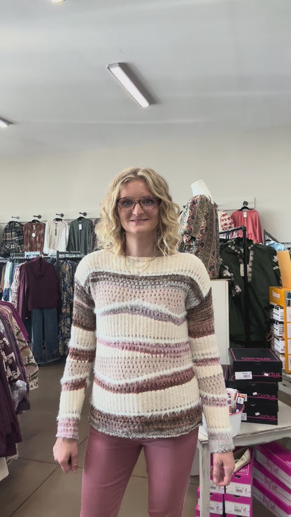 Charlie B Patchwork Knit Drop Shoulder Sweater