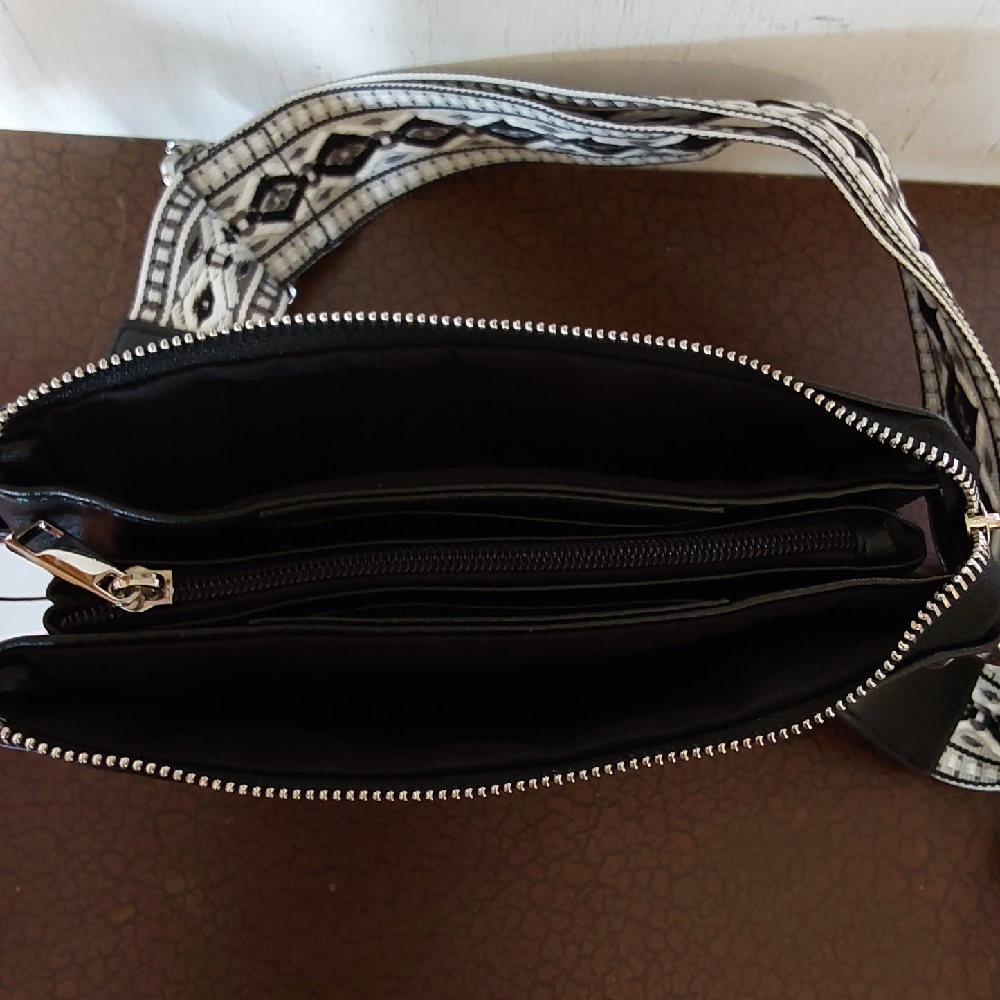 Simply Southern 3-Strap Leather Crossbody Wallet Purse - Black