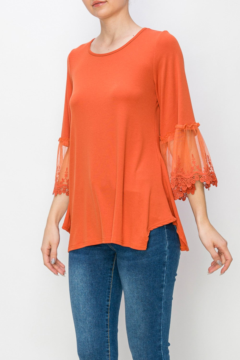 Fall Orange Top with Lace