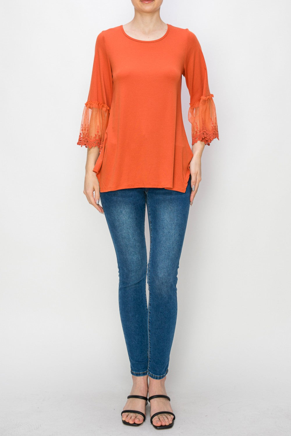 Fall Orange Top with Lace