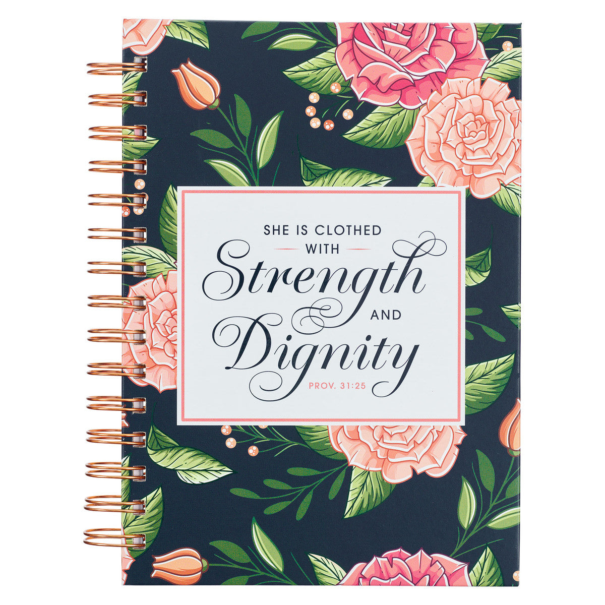 Strength & Dignity, Wirebound Journal, Navy Floral