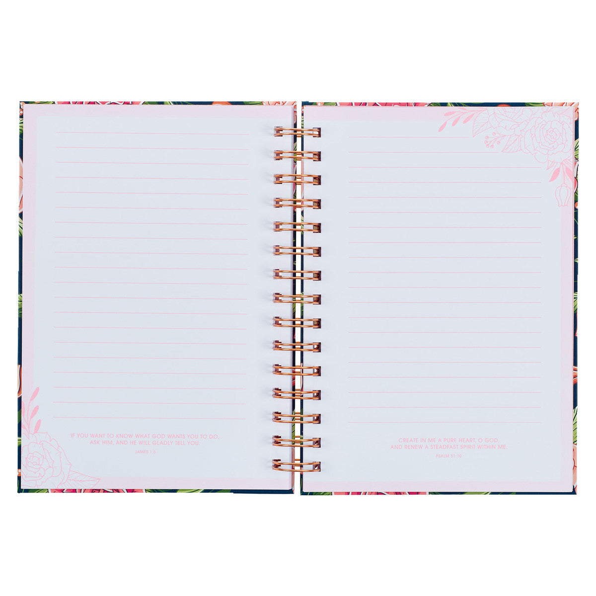 Strength & Dignity, Wirebound Journal, Navy Floral