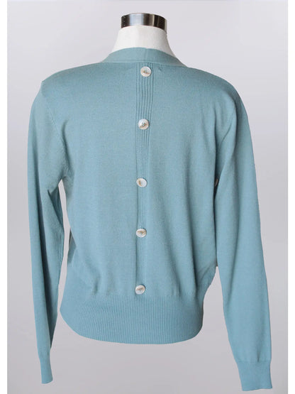 Keren Hart Button Back Detail Cardigan - Surf
